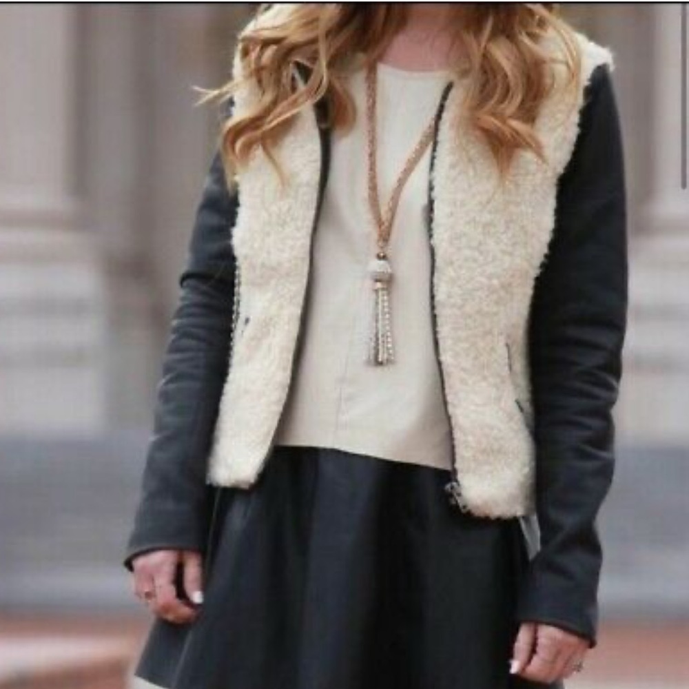 Faux leather Sherpa moto jacket